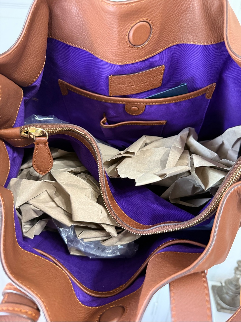 Ralph Lauren Collection Calfskin Leather Stirrup Tote - Picture 9 of 17
